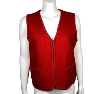 Vintage Carolina Colours Wool Zip Front Vest Womens Size M Red Cottagecore